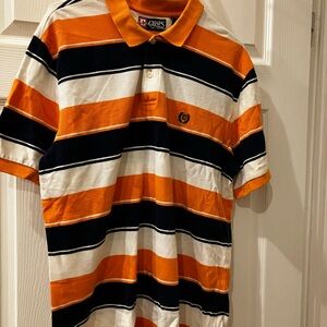Chaps Men's Polo with Orange, Black, and White Stripes